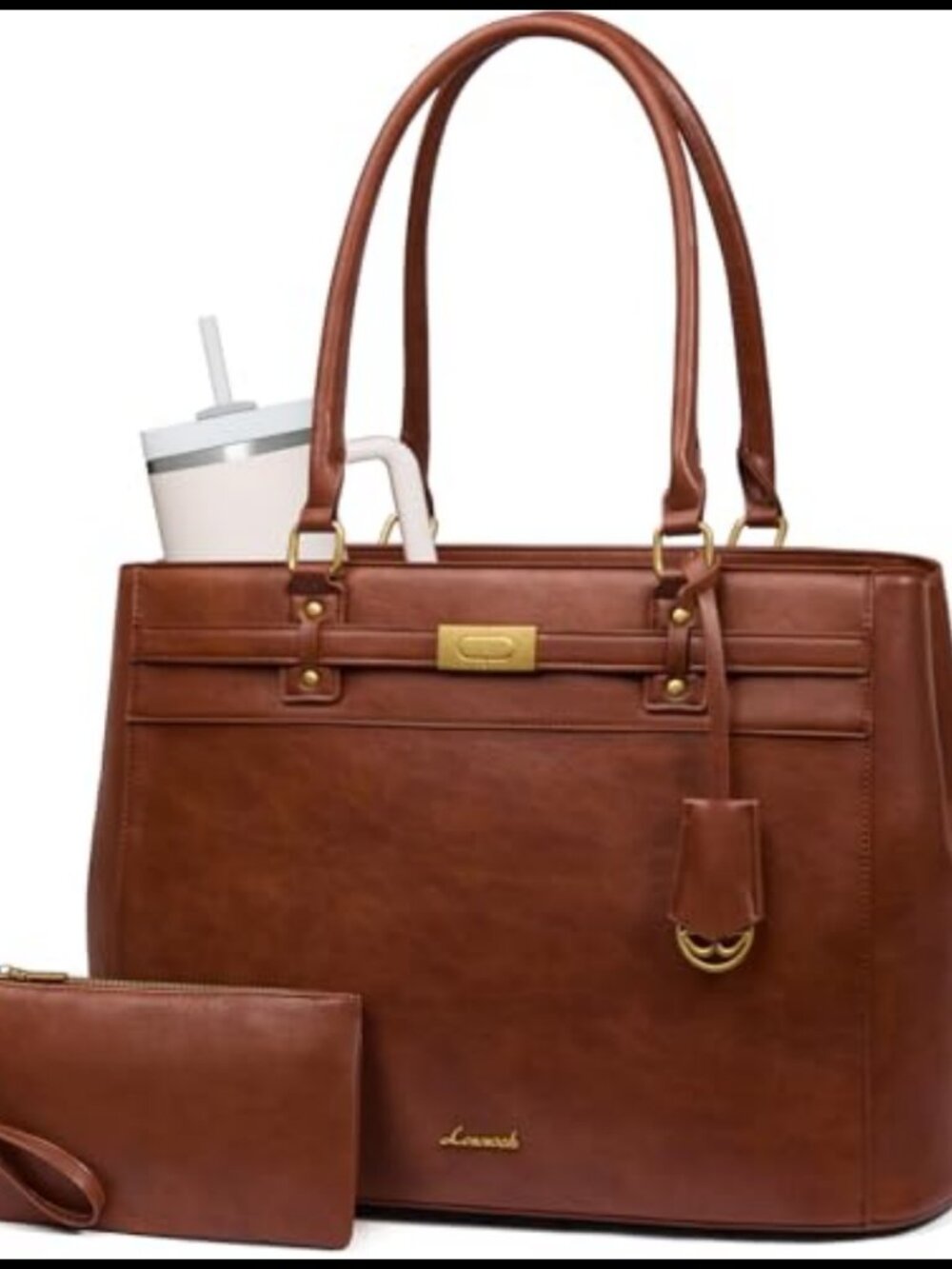 LOVEVOOK 15.6 Inch Laptop Tote Bag Waterproof Synthetic Leather Work Briefcase